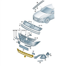 Original Lüftungsgitter Grill mitte schwarz VW Arteon 3G8853677D 041 Neu