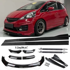 Front Bumper Lip Spoiler Side Skirts Rear Lip For Honda Fit Jazz Glossy Black