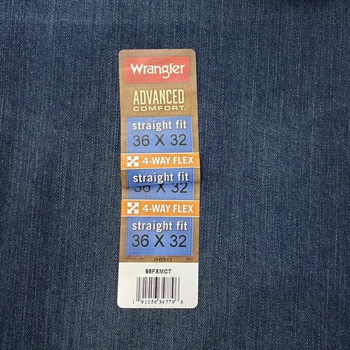 NUEVO Pantalones de mezclilla Wrangler Advanced Comfort calce recto para hombre talla 36x32 (36x33) elásticos - Imagen 5 de 8