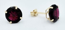 GENUINE 4.46 Cts GARNET STUD EARRINGS 14K SOLID YELLOW GOLD Free Appraisal