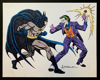 Original Commission Art drawing by ALEX SAVIUK signed, BATMAN