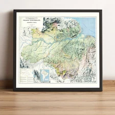 Amazon Rainforest Map, Amazon 2D Relief Map, Amazon Brazil Map - 2D Flat Print