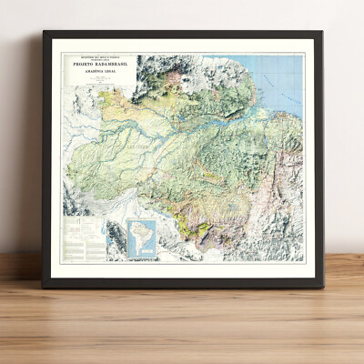 Amazon Rainforest Map, Amazon 2D Relief Map, Amazon Brazil Map - 2D Flat Print