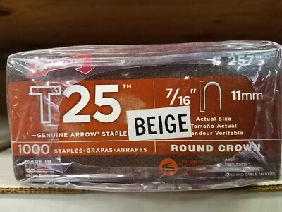 ARROW STAPLES WIRE TACKERS T25 7/16'' BEIGE IN COLOR - 5 BOXES OF 1000 - 257BE