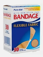 Pure-Aid Flexible Fabric Bandages, Compare to Band-Aid, 30ct