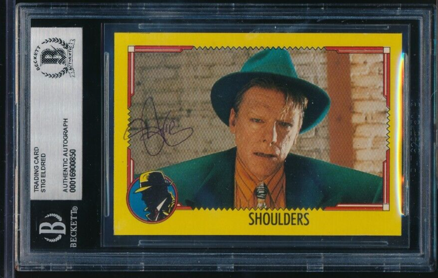 1990 Topps Dick Tracy #15 Shoulders Stig Eldred signed auto BAS