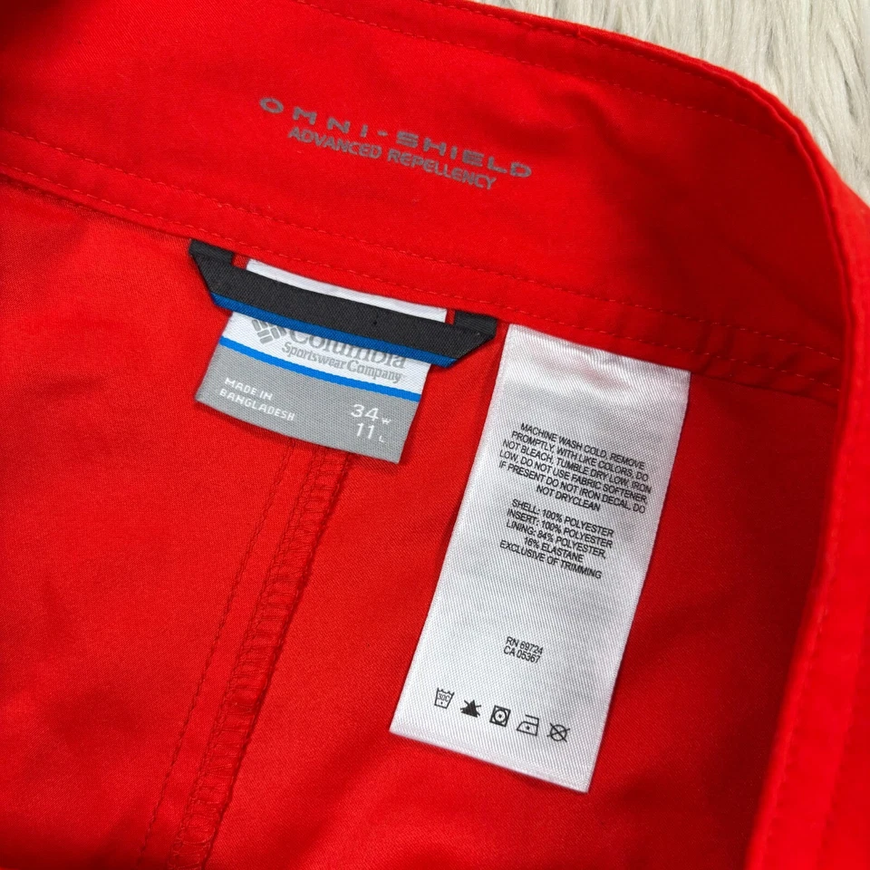 Columbia 男式 34 红色橙色全盾图形板短裤 — 第 2/4 张图片