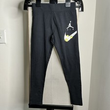 Nike Air Jordan Girls Leggings Youth Black Floral Jumpman Logo Pants NWT Size L