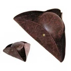 Adult Brown Pirate Tricorne Hat Tri-Corner Faux Leather Captain Cowboy Cap
