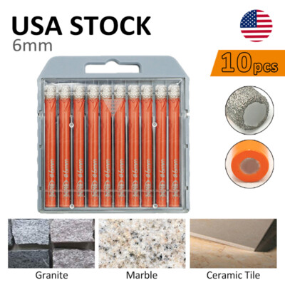 Diamond Drill Core Bit Dry Hole Saw for Marble Grantie 10pcs 1/4'' Round Shank