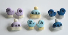 Winter Woolies / Hat & Mitten Shape Shank Buttons / Winter Theme Buttons Galore