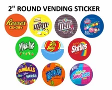 10 VENDSTAR VENDING MACHINE 2" Round CANDY STICKERS LABEL Quick & FREE Shipping