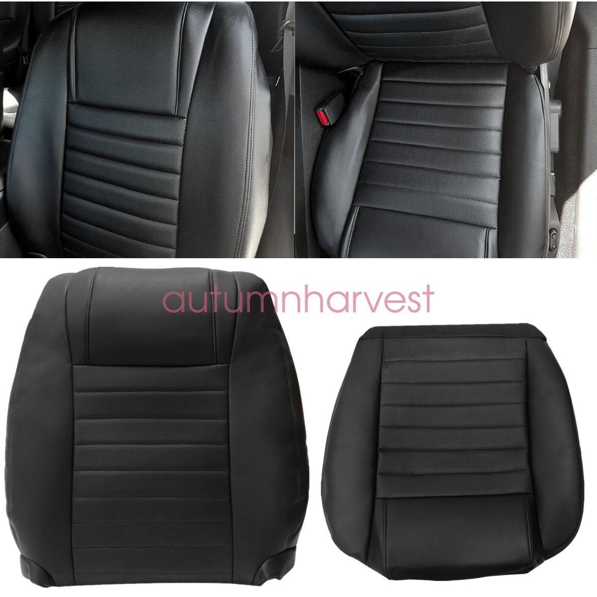 Perforated Leather Seat Cover For 2005-2009 Ford Mustang GT Driver Seat - Black, Direct Replacement 6 thumbnail image