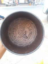 Old Vintage Lord Buddha Engraved Singing Bowl Metal Tibetan Buddhist Prayer