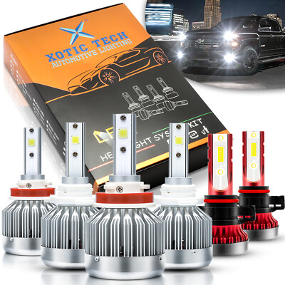 White For Chevrolet Silverado 1500 2007 - 2015 LED Headlight Fog Light Bulbs Kit