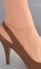 14KT GOLD BONDED PLATE ANKLET ANKLE BRACELET SIDEWAYS CROSS SIZE 9" THRU 12 1/2"