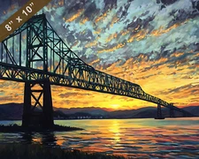 Astoria-Megler Bridge with sunset oil painting 8x10 Print