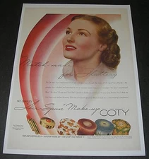 Print Ad 1940 Coty Air Spun Make-up CARPET Cochrane Carpet Rugs Livingroom.