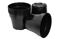 Set of 10 - 6 inch HARD SIDED BLACK ROUND NURSERY POTS azalea plastic flower