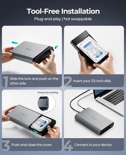 Aluminium Boîtier Disque Dur 35 USB-C 3.2 Gen 2 6Gbps Externe HDD Boitier pou... - Photo 8/8