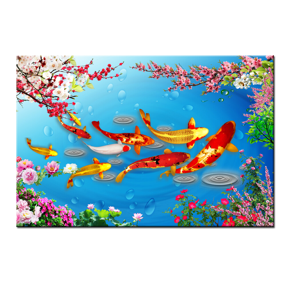 Pintura Koi Feng Shui Art Wall Modern Canvas Print Oil Painting China