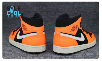Air Jordan 1 AJ1 Mid AJ1 Retro Black Cone Light Bone Orange