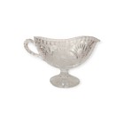 Vintage Large Etched & Cut Glass Crystal Gravy Boat on Pedestal — photo 3