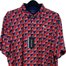 NEW Good Good Golf Polo "Check Me Out" Mens 2XL Red Navy Geometric USA $74.99