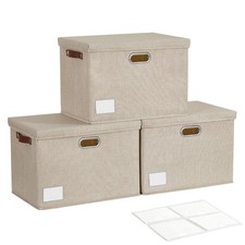 17" Large Collapsible Storage Bins with Lids, Stackable Closet Organizers wit...