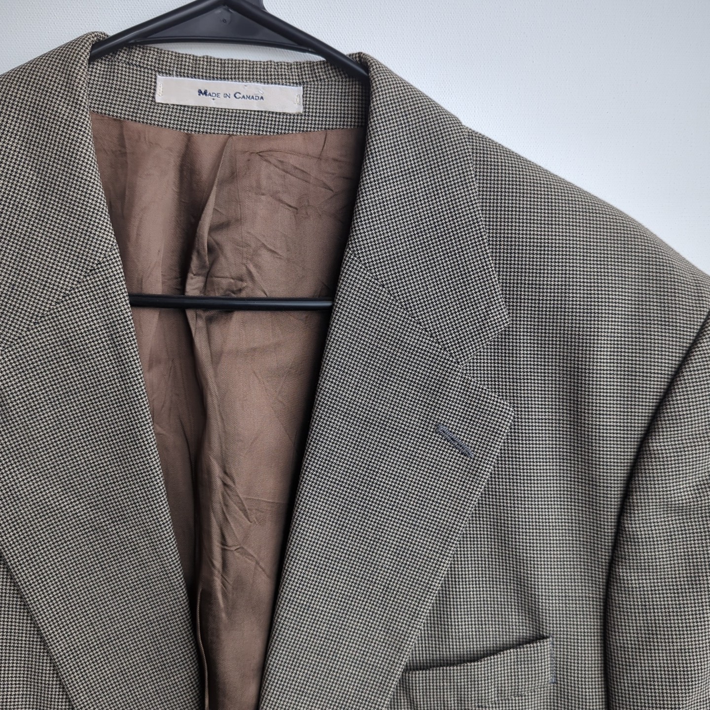 CHAPS RALPH LAUREN Vtg Brown Houndstooth BLAZER SUIT COAT JACKET Men's 42R