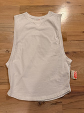 NWT Free People FP Movement Women's Small White Cotton Muscle Tee Tank Top