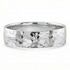 Mens Polished Hammered Wedding Band 14k Gold ...