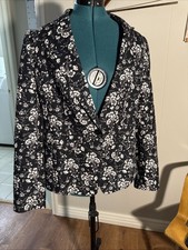 Ann Taylor Women's Black Multi Floral Polyester Blazer Jacket Size 12
