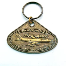 Vtg 1988 Premiere Of Boeing 737-400 747 Renton Washington Keychain Key Ring Fob