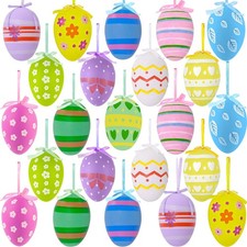 OEUVI 24 Pieces Easter Hanging Eggs Colorful Decorations Multi Color