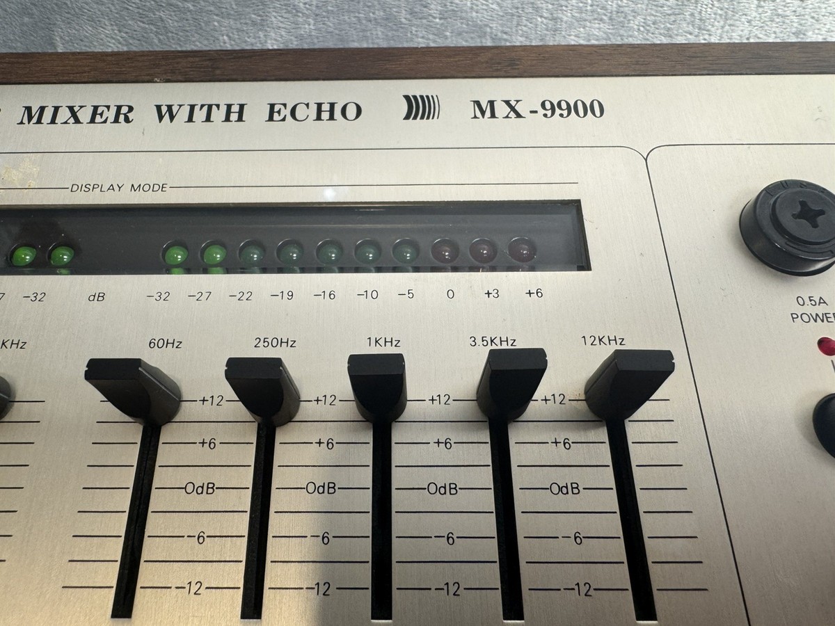 Rare Gemini MX-9900 Stereo Equalizer Mixer w/ Echo VTG Wood Case