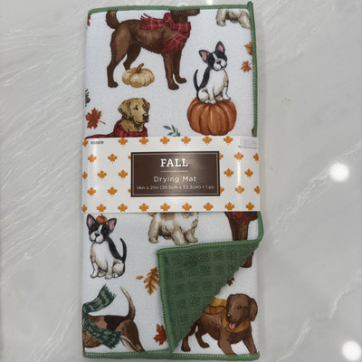 Hobby Lobby Fall Dog Dish Drying Mat Autumn Kitchen 14x21'' NEW