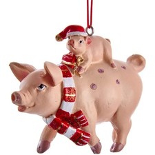 Kurt S. Adler Pig and Piglet Resin Ornament for Christmas Tree