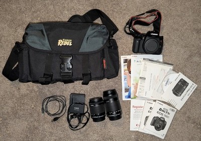 MINT Canon Rebel T5i 700D Bundle - 2 Lenses 18-55 & 55-250mm + Case & Manuals