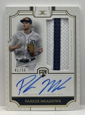2024 Topps Definitive Collection Parker Meadows RC Auto Relic Patch #/50 Tigers