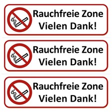 1-10 Rauchfreie Zone - 196x65 Aufkleber Klebeschild Schild (Rauchen verboten)
