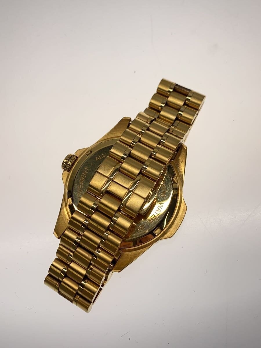 CRYSTAL CARTER Quartz Black Gold Stainless Watch Excellent JAPAN View 5