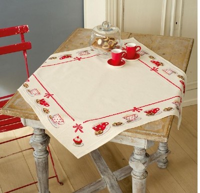 Cross Stitch ''Over A Cup Of Coffee'' Embroidery Kit. Unprinted Сanvas Vervaco