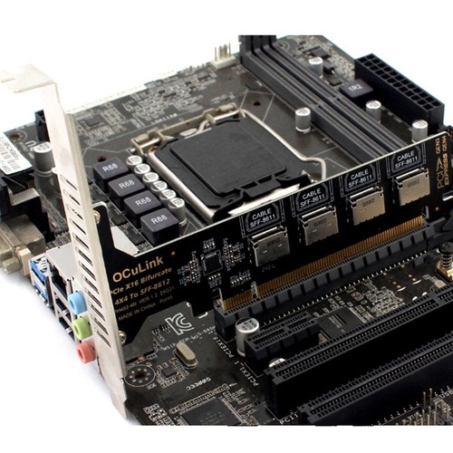 PCI-E X16 Split 4 Ports Oculink Erweiterungskarte SFF8611&8612 NVME PCIe So7454 - Bild 5 von 8