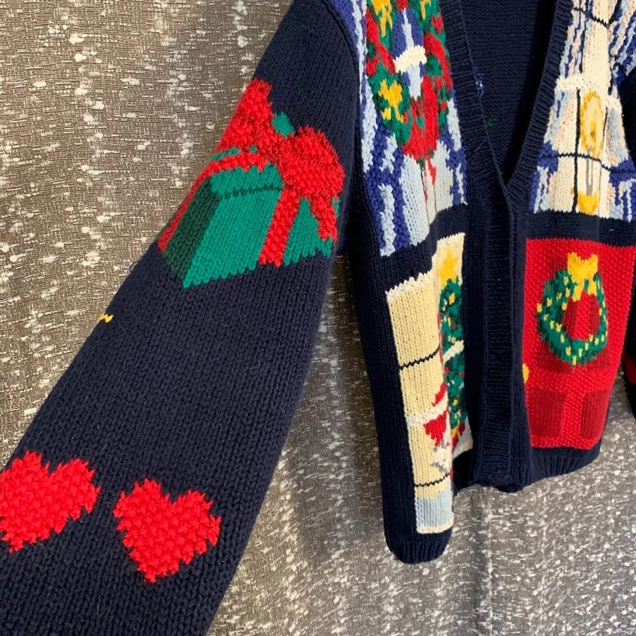 Suéter Cárdigan Vintage Alexandra Bartlett Tejido Navidad Vacaciones Para Mujer S Foto 3 de 4