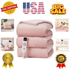 Heated Blanket - 9 Heating Levels, 10 Hour Auto Off, Soft Cozy Sherpa Washabl...