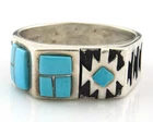 Navajo Ring Sterling Silver Turquoise Vintage Artist Signed Teme Size 10.5