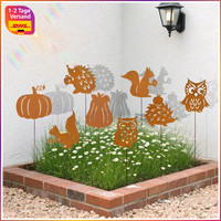 Herbstdeko DraußEn Rost Deko Garten Blumenstecker EichhöRnchen KüRbis Igel Eule