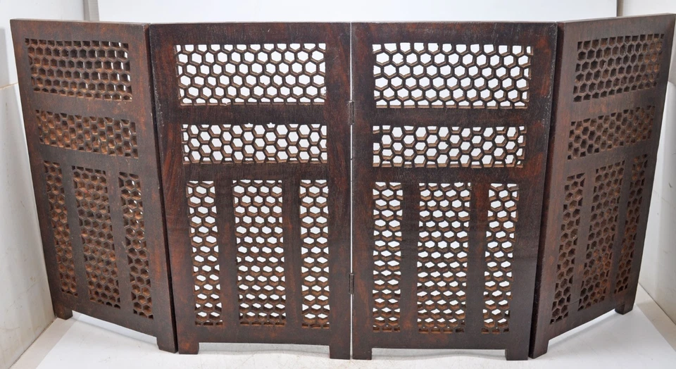 Holz Vintage Kurz Schreibtisch Display Original Alte Fein Handgeschnitzt Jali - Bild 4 von 4