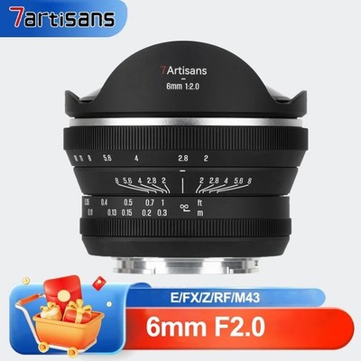 7artisans APS-C 6mm F2.0 Fisheye Camera Lens for Sony E Nikon Z Fuji XF Canon RF